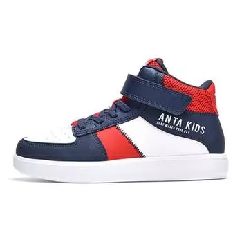 Anta Kids Fashion Trend Non-Slip Shock Absorbing Wear-Resistant Mid-Top Kids Skate Shoes Kids sneaker Blue White Red A33948020-4 33