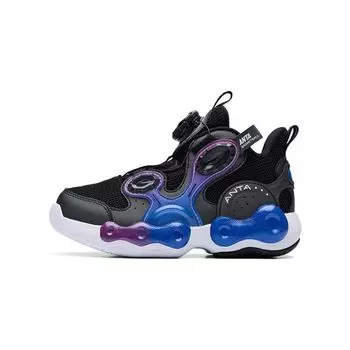 Anta Kids Irregular 1 Non-Slip Shock Absorbing Wear-Resistant Low-Top Basketball Shoes Kids basketball shoes Black Blue 312239953-3 28