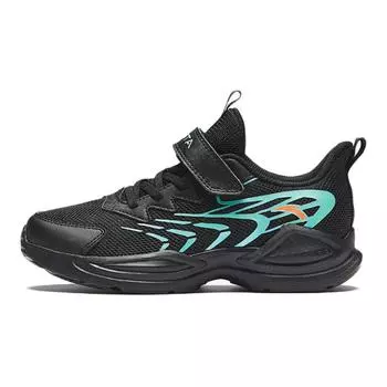 Anta Kids Lightweight Soft Sole Non-Slip Shock Absorbing Low-Top Running Shoes Kids sneaker Black Green A12435504-6 35