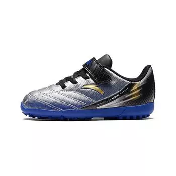 Anta Kids Non-Slip Low-Top Soccer Shoes Kids Footwear Silver Blue Black A312429928-1 28