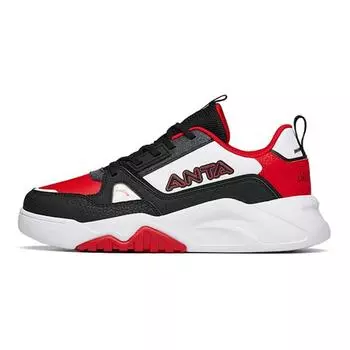 Anta Kids Non-Slip Wear-Resistant Shock Absorbing Low-Top Skate Shoes Kids Sneakers Black White Red A312218002-3 36
