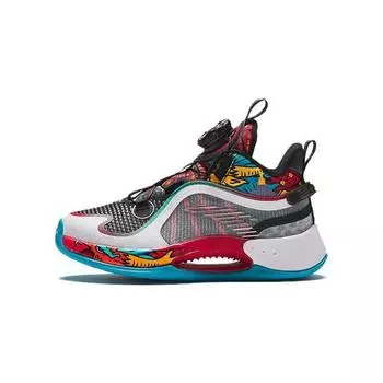 Anta Kids Qingkuang 2.0 Shock Absorbing Breathable Low Top Basketball Shoes Kids Sneakers White Black Blue 312419958-1 28