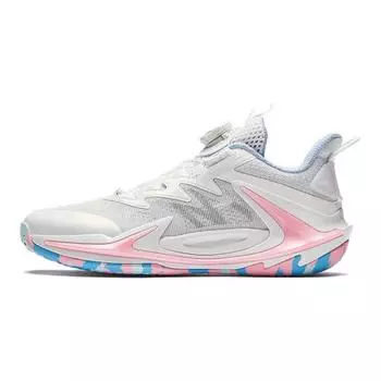 Anta Kids Qingkuangci Fabric Outdoor Professional Non-Slip Breathable Low-Top Basketball Shoes Kids sneaker White Pink Blue 312431111-9 39