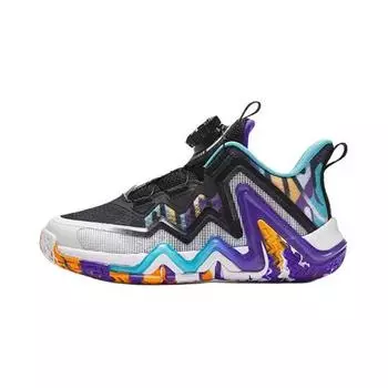Anta Kids Reverse Scale Fabric Professional Basketball Shoes Comfortable Shock Absorption Low Top Kids sneaker Black Blue 312439955-3 28