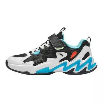 Anta Kids Synthetic Leather Fabric Trendy Casual Non-Slip Durable Low-Top Running Shoes Kids sneakers Black White Blue 312438805-5 36