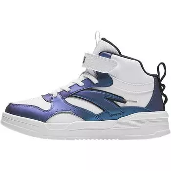Anta Kids Synthetic Leather Fashion Versatile Shock Absorbing Lightweight High-Top Sneakers Kids Sneakers White Blue A12438002-4 33