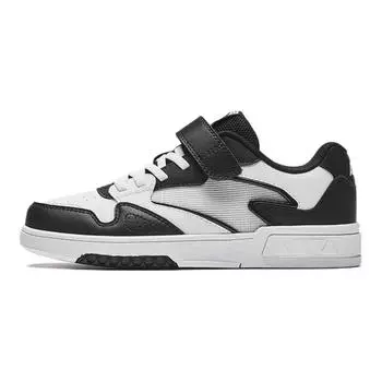 Anta Kids Synthetic Leather Fashion Versatile Wear Resistant Breathable Low Top Skate Shoes Kids Skate Shoes Black White 312438008-3 33