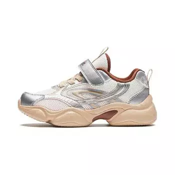Anta Kids Velcro Lightweight Trendy Non-Slip Low-Top Running Shoes Kids sneaker Silver Pink A22439954-3 28