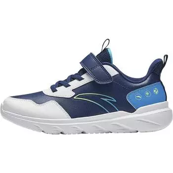 Anta Kids Vitality Simple Versatile Lightweight Shock Absorption Low-Top Running Shoes Kids Sneakers Deep-Navy-Blue Anta-White Aqua-Blue A12435568-6 36