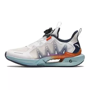 Anta Kids Wind Chaser 6.0 Shock Absorbing Wear Resistant Breathable Rebound Low Top Running Shoes Kids Running Shoes White Blue 312425517-7 37