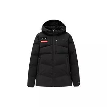 Anta Комплексная тренировка серии с логотипом и принтом на молнии с капюшоном, пуховик, мужская верхняя одежда, черный 152247919-5 L