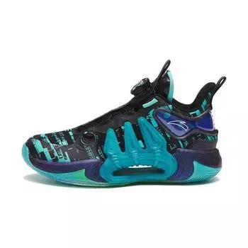 Anta Кроссовки для баскетбола Qingkuang 2 Slip Resistant Durable Low Top, детские, черные, синие, зеленые 312311116-1 39