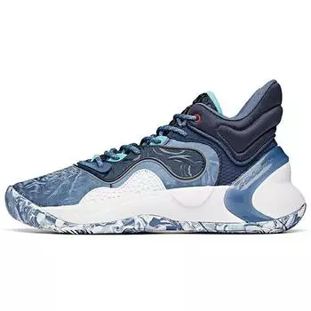 Anta Кроссовки для баскетбола Quick Decision Fabric Synthetic Leather Shock Absorbing Non-Slip Wear Resistance Mid Top Men sneakers Blue White 112041612-3 44