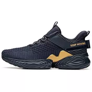 Anta Кроссовки для бега Flyknit серии Running, дышащие, с низким верхом, мужские, кроссовки, черное золото 91915530-4 40.5