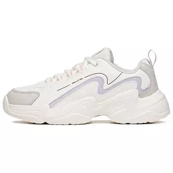 Anta Кроссовки Lifestyle Series из искусственной кожи, износостойкие, нескользящие, амортизирующие, низкие, для папы, женские, белые, фиолетовые 122048881-1 36.5