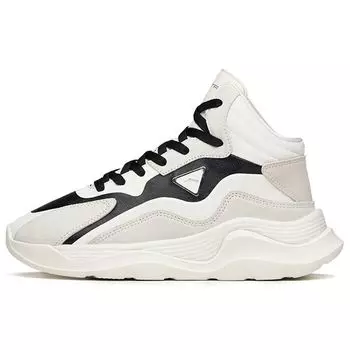 Anta Кроссовки Lifestyle Series из синтетической кожи, модные повседневные, нескользящие, прочные, средней высоты, для скейтбординга, женские, белые, черные 122148871R-5 37.5