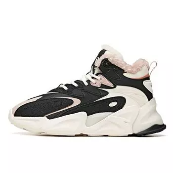 Anta Кроссовки Lifestyle Series с флисовой подкладкой, повседневные, амортизирующие, нескользящие, износостойкие, средней высоты, женские, цвет черный, белый 922048910-3 38