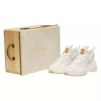 Anta Крутые кроссовки Du Bai He Luo Da Gu, нескользящие, износостойкие, дышащие, низкие, для скейтбординга, мужские, белые, желтые, 112238080S-1 44.5