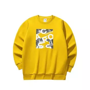 Anta KT Series Basketball Letter Print Crewneck Comfortable Breathable Versatile Sweatshirt Men sweatshirt Earth-Yellow 152441733S-2 XS