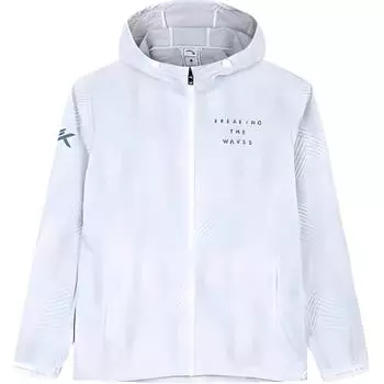 Anta KT Series Full Print Zipper Hooded Comfortable Breathable Casual Windbreaker Men Outerwear Pure-White 152431606-2 M