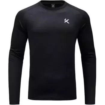 Anta KT Series Logo Fitness Running Crew Neck Pullover Long Sleeve T-Shirt Men tops Basic-Black 952441403-2 L