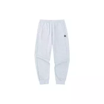 Anta KT Series однотонные спортивные брюки средней талии из флиса с манжетами, мужские брюки серого цвета 952331304-2 L