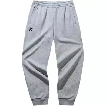 Anta KT Series однотонные спортивные брюки средней посадки с завязками на манжетах трикотажные мужские брюки серые вересково-серые 952441304-1 M