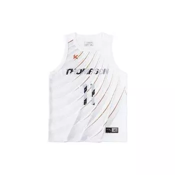 Anta KT Series Striped Letter Print Round Neck Basketball Vest Men Tops Pure-White 152321174-1 L