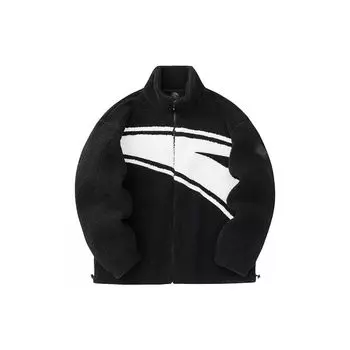 Anta Куртка Lifestyle Series из плотного овечьего флиса с большим логотипом, на молнии, с воротником-стойкой, однотонная, черная, унисекс 972348708-3 L