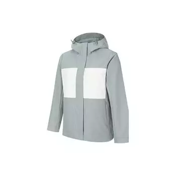 Anta Куртка Outdoor Series с капюшоном на молнии, флисовой подкладкой, теплая, три в одном, водонепроницаемая, женская, серо-утиный пух, белая 162346602-2 M