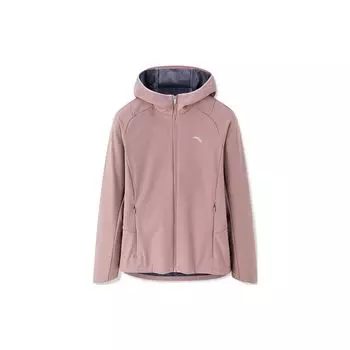 Anta Куртка Running Series FW22 из флиса с принтом логотипа и длинными рукавами с капюшоном, женские куртки, сиренево-серые 962245607-1 S