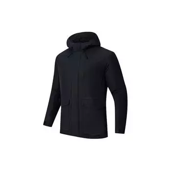 Anta Куртка спортивная мужская Outdoor Series из однотонной ткани с капюшоном, водонепроницаемая, базовая, черная 152416606-3 L