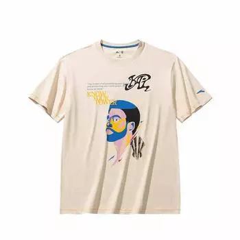 Anta Kyrie Irving Series Character Letter Round Neck Comfortable Breathable Versatile Short Sleeve T-Shirt Unisex Tops Moonlight-White 172521116-1 3XL
