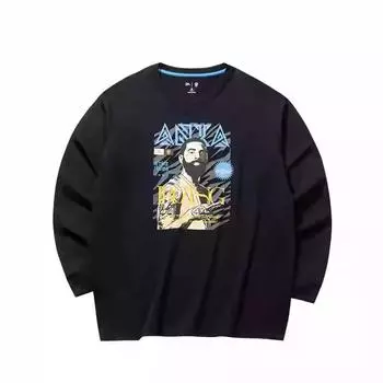 Anta Kyrie Irving Series Printed Letter Crew Neck Comfortable Breathable Loose Sweatshirt Men sweatshirt Basic-Black 172521402-3 L