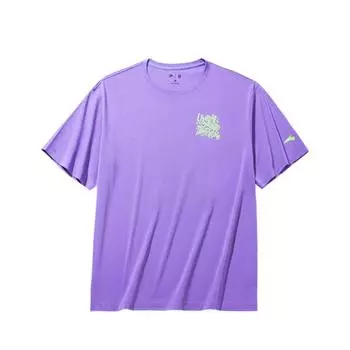 Anta Kyrie Irving Series Printed Letter Round Neck Comfortable Versatile Breathable Loose Short Sleeve T-Shirt Unisex Tops Jasmine-Purple 172431118-5 M