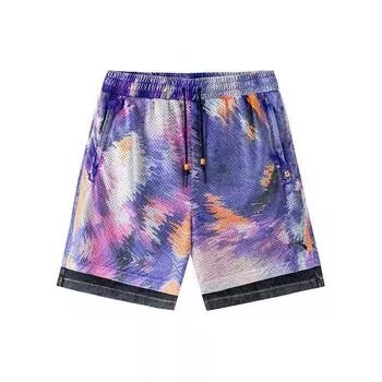 Anta Kyrie Series All-Over Printed Lace-Up Straight Casual Shorts Unisex Shorts Pure-White 172421309-1 L