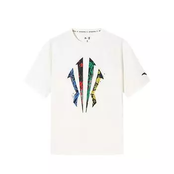 Anta Kyrie Series Basketball T-Shirt Comfortable Casual Simple Round Neck Loose Short Sleeve Unisex Tops Vanilla-White 172521109-1 L