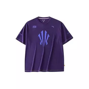 Anta Kyrie Series Letter Logo Print Round Neck Short Sleeve Drop Shoulder T-Shirt Unisex T-Shirts Deep-Purple 172421114-3 XL