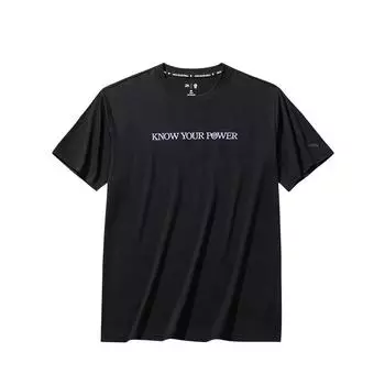 Anta Kyrie Shield Simple Round Neck Pullover Loose Short Sleeve T-Shirt Unisex Tops Basic-Black 172531114-4 L