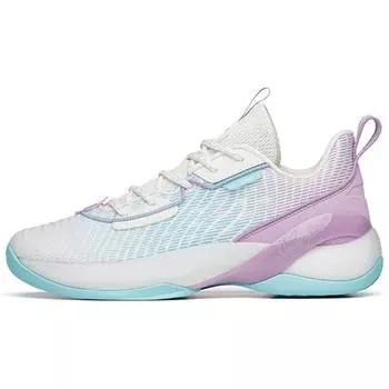 Anta Легкая кавалерия 7 износостойкие дышащие низкие баскетбольные кроссовки мужские кроссовки белые синие фиолетовые 112221606-2 44.5