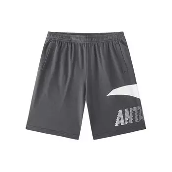 Anta Letter Logo Printed Straight Leg Mid Waist Casual Shorts Men shorts Castle-Gray 952428308-5 L