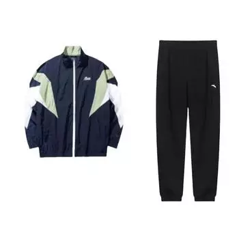 Anta Letter Long Sleeve Zipper Stand Collar Casual Sports Suit Men suits 952337309-1+152438603-4 M