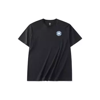 Anta Letter Pattern Printed Casual Sports Round Neck T-Shirt Unisex Tops Black 952228144-3 XL