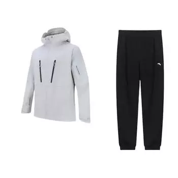 Anta Letter Print Hooded Loose Long Sleeve Comfortable Elastic Waist Casual Sports Suit Men suits 952337309-1+952337604-5 S