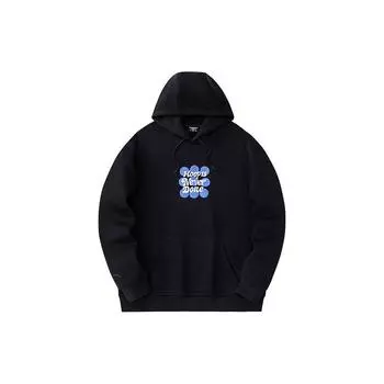 Anta Letter Print Hooded Pullover Sweatshirt Men sweatshirts Basic-Black 952411710-3 M