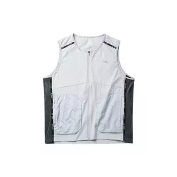 Anta Letter Print Large Pocket Zipper Woven Sports Vest Men vests Gray 152215605-1 XL