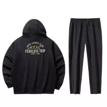 Anta Letter Print Loose Warm Hooded Sweatshirt Elastic Waist Straight Leg Versatile Long Pants Casual Sports Suit 152448701N-4+152447512S-1 S