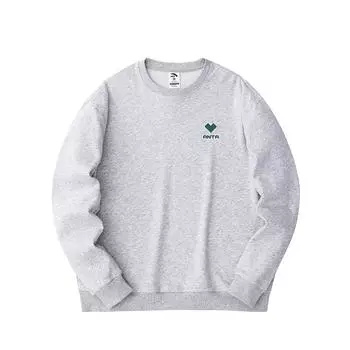 Anta Letter Print Round Neck Casual Sports Long Sleeve Sweatshirt Unisex sweatshirt Gray 972418701-1 S
