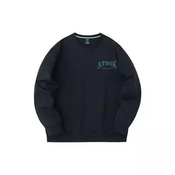 Anta Letter Print Round Neck Loose Sweatshirt Men sweatshirt Basic-Black 952331703-5 L