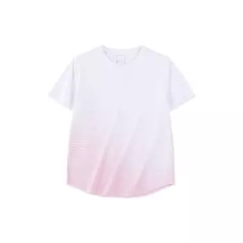 Anta Letter Round Neck Loose Casual Gradient Short Sleeve T-Shirt Women Tops Cloud-Mist-Pink 162320143-3 M